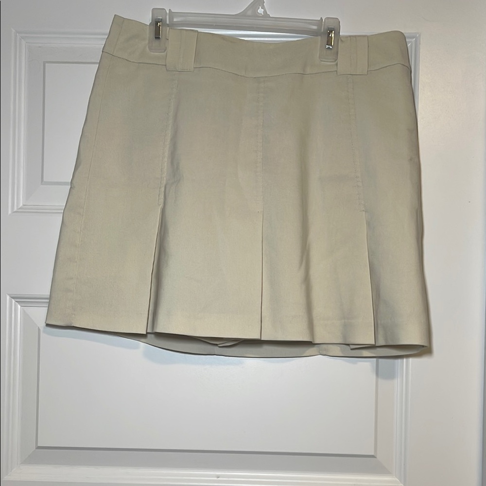 Reitmans Tan Pleated Skater Mini Skirt